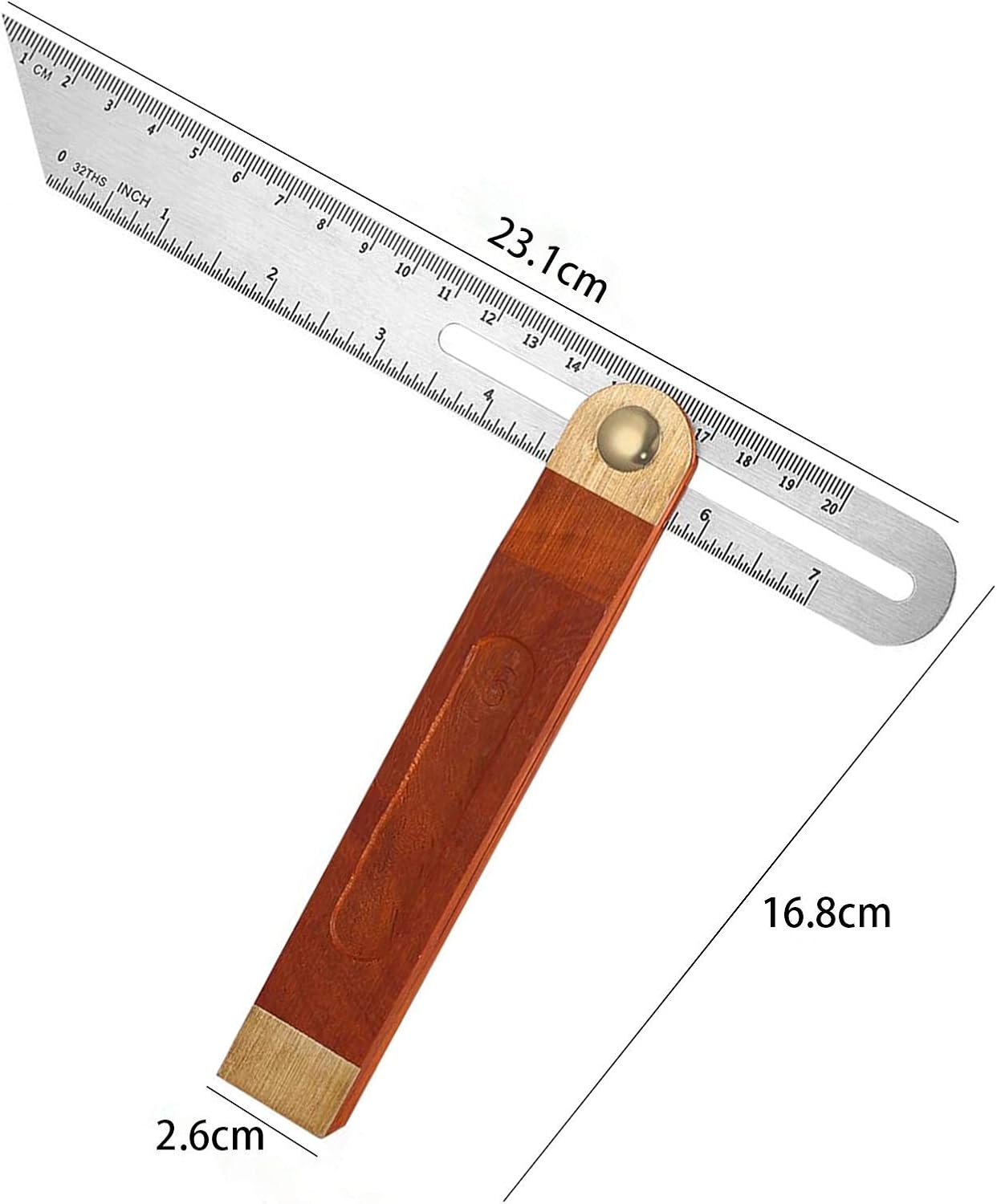WIFUN Sliding T Bevel Ruler, Stainless Steel Blade Ruler with Hardwood ...