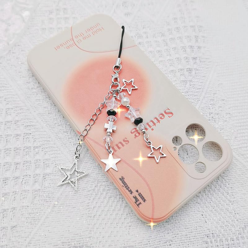 Meefisher Cute Star Phone Charm Aesthetic Accessories Lanyard String for Bag Purse Backpack Wallet Pendants Decor (Style 5- Star)