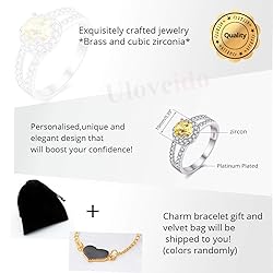 Uloveido Women's Platinun Plated Round Cut Yellow