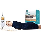 Ruqiji 17''x33'' Weighted Heating Pad, 5.2lbs with 12 Temperature Settings& Countdown Display, Pain Relief for Back/Neck/Shoulders/Abdomen/Legs, Birthday Gifts for Mom Dad Women Men (Navy Blue)