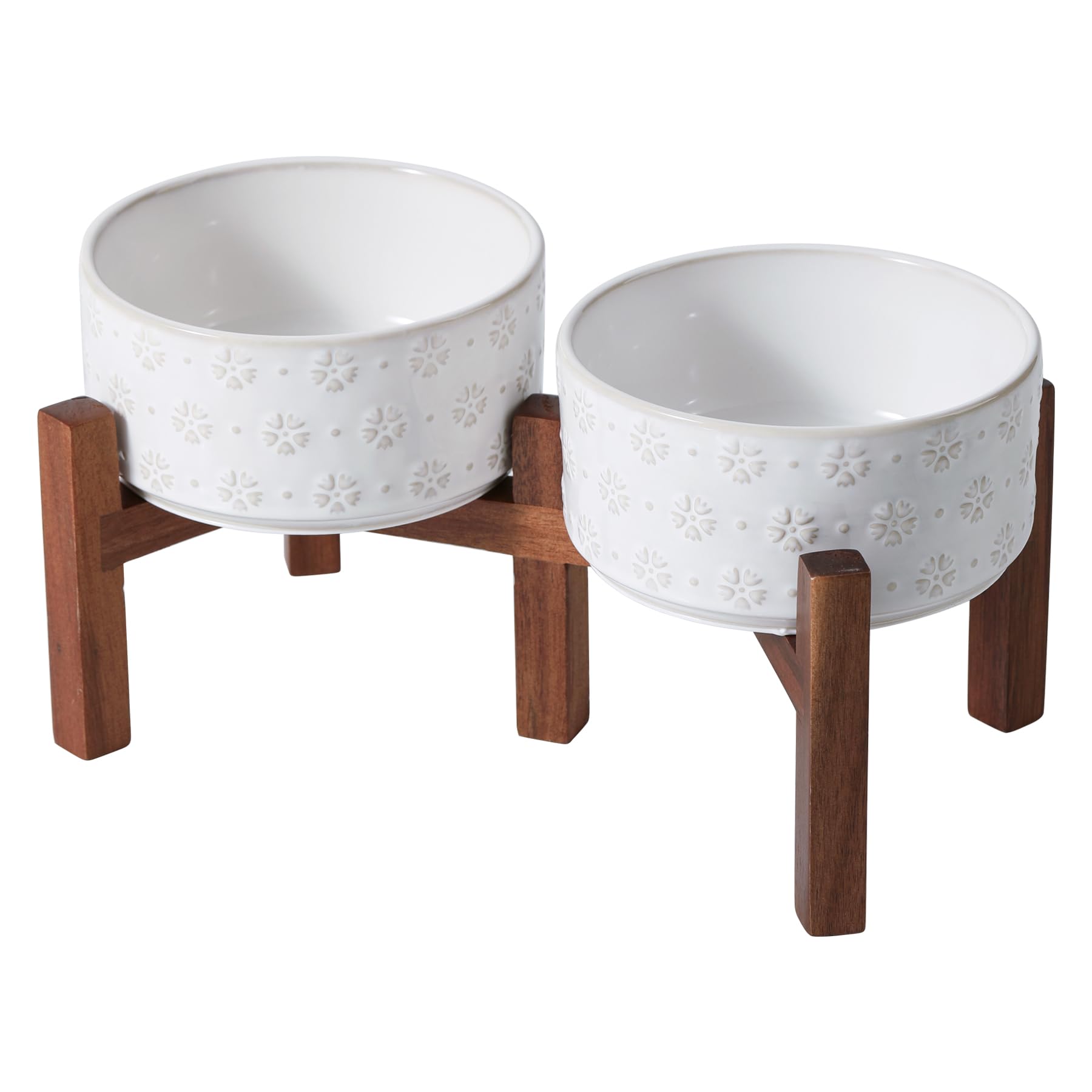 Photo 1 of ***DAMAGED - SEE NOTES/PICTURES***
Havniva 6.1inch Ceramic Raised Double Bowls Set with Acacia Wood Stand, 2 Heights Elevated, Food & Water Bowls for Small Breed Dogs, Weighted Dog Dishes, Pet Bowl(27oz, Arctic White)