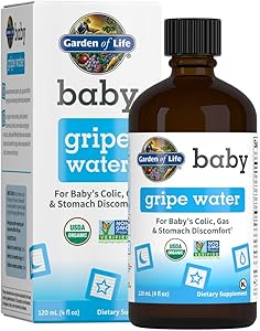 Garden of Life Baby Gripe Water for Baby's Colic, Gas & Stomach Discomfort, Organic Herbal Remedy for Newborns and Infants, Chamomile, Lemon Balm, Ginger, Vegan & Non-GMO, 120 mL (4 fl oz) Liquid