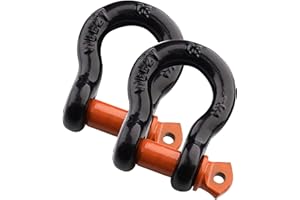 iztor 2 Pcs 1/2 Inch D Ring Shackle 4409 lbs (2 Ton) Capacity,26455 lbs (12 Tons) Maximum Breaking Strength Clevis Shackle Car Hooks Anchor Shackle Vehicle Recovery Tow Strap