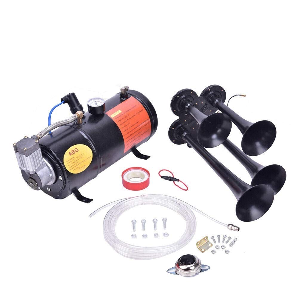 thumbnail image 2 of SCITOO 3 Trumpet 6 Tune Musical Train Air Horn Kit For Car/Truck - 12V, 150 DB, Chrome 2 of 6