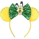 CLGIFT Princess Minnie Ears - Pick Your Color, Flower or Floral Mouse Ears, Purple Sparkle (Pluto)