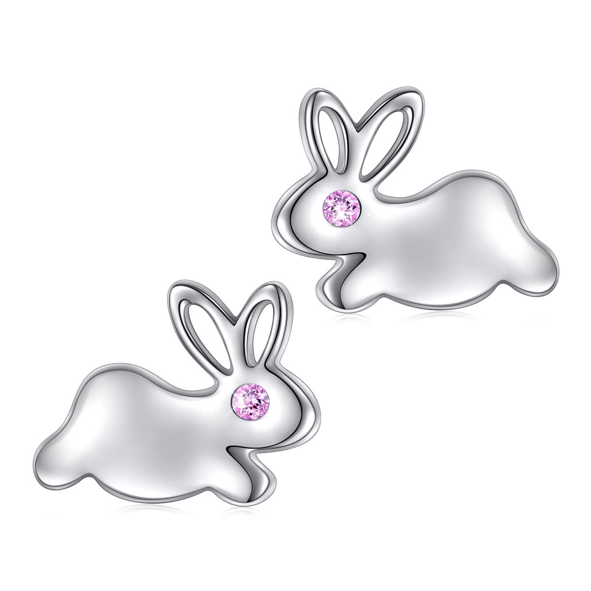 Flyow 925 Sterling Silver Hypoallergenic Cute Animal Earring Rabbit Stud Earrings for Women Teens Girls (Tiny Rabbit)