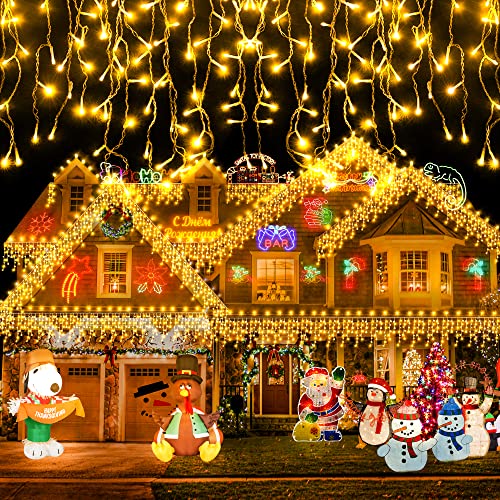 Heceltt Christmas Lights Outdoor Decorations, 450 LED 39ft LED Ice