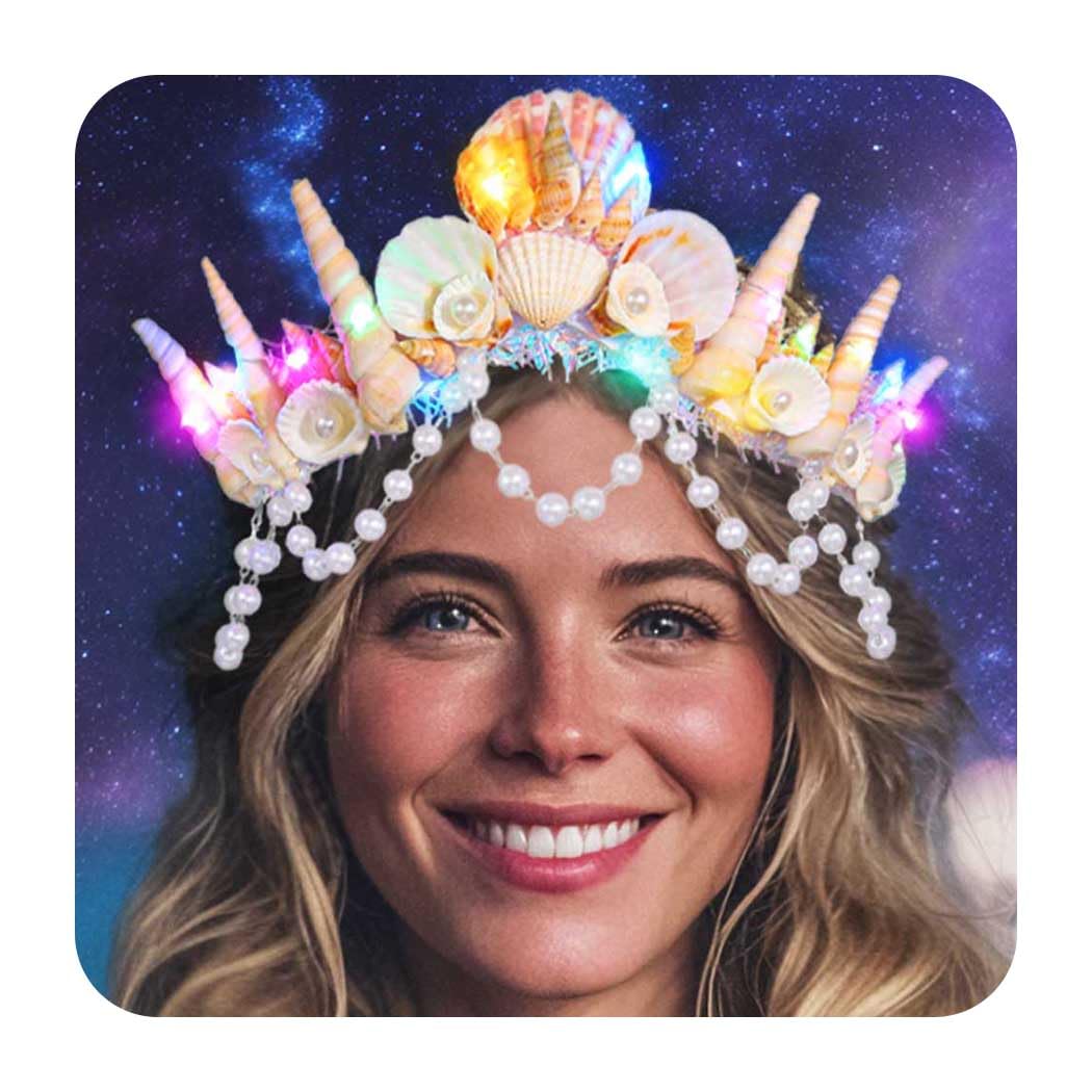Photo 1 of Unicra  Mermaid Crown and Tiaras Silver Shell Headband Pearl Beach Headpiece Bridal Wedding Hair Accessories for Women and Girls