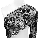 Smiry 3 Yards Black Eyelash Lace Ribbon Floral Trim Sewing Flower Lace Fabric Applique Clothing Accessories Crafts for Bridal Wedding Veils Dress