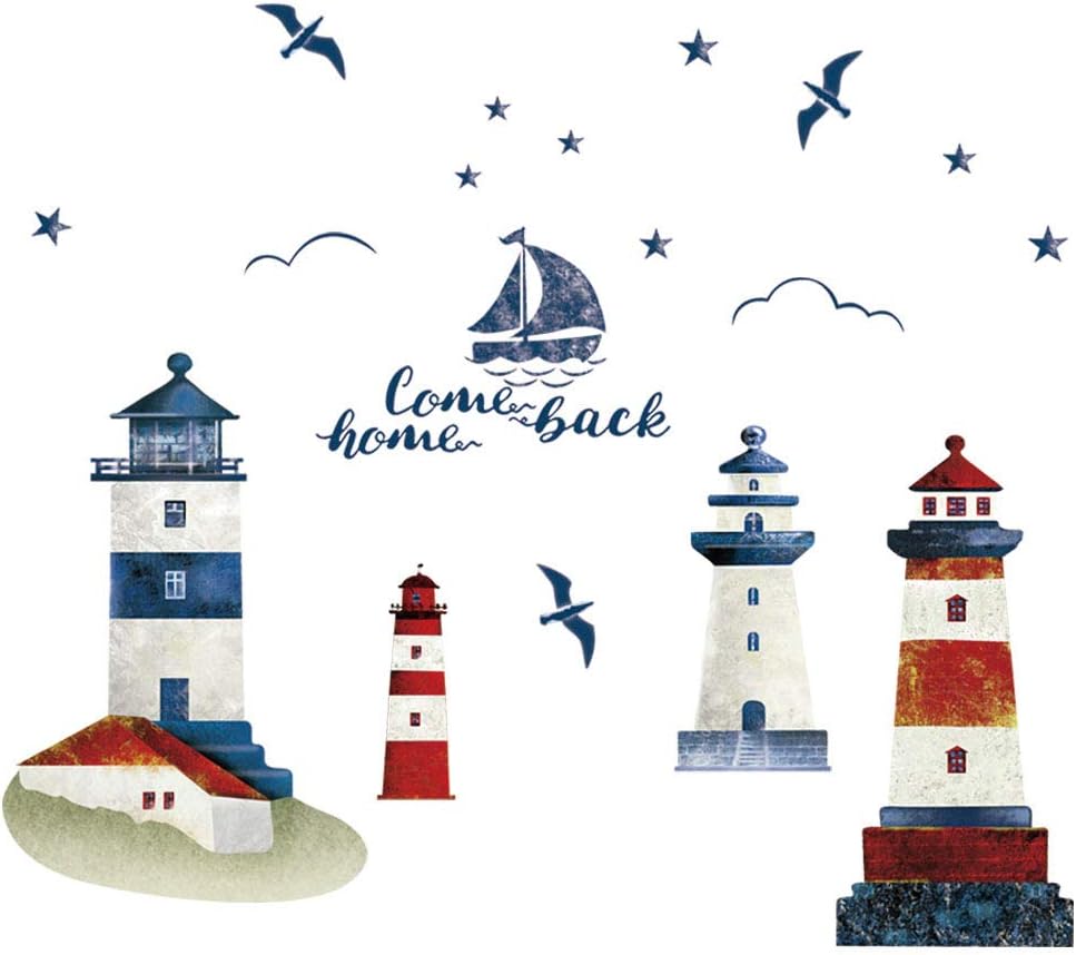 decalmile Lighthouse Wall Decals Seagull Sailboat Wall Stickers for