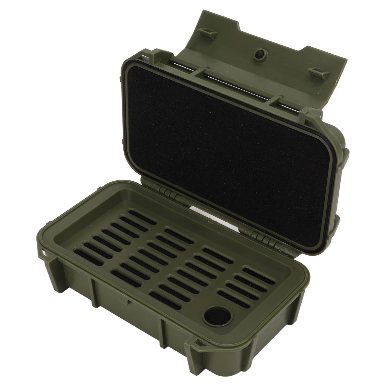 ABS Plastic Storage Toolbox, Wear Resistant Waterproof Hard Tool Case Double Layer Sealed for Outdoor(Double waterproof box, army green)