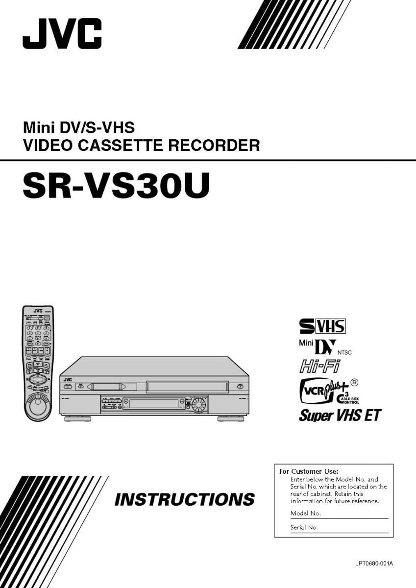 Reprint for JVC SR-VS30U DVD and VCR Owners Instruction Manual