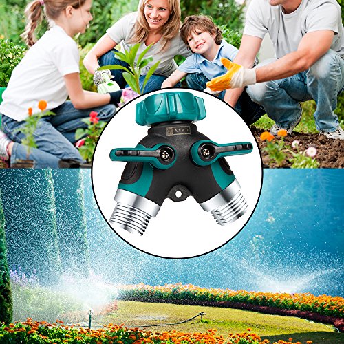ZAYAD Y Hose Splitter 2 Way, Body Metal Garden Hose Connector with Comfortable Rubberized Grip with Outdoor Faucet, Sprinkler & Drip Irrigation Systems,Bonus Included: 6 Washers (2-Packs)