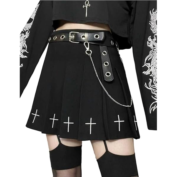 Amazon.com: XKBHYD A-Line Mini Tennis Skirt Goth Clothes Black Emo