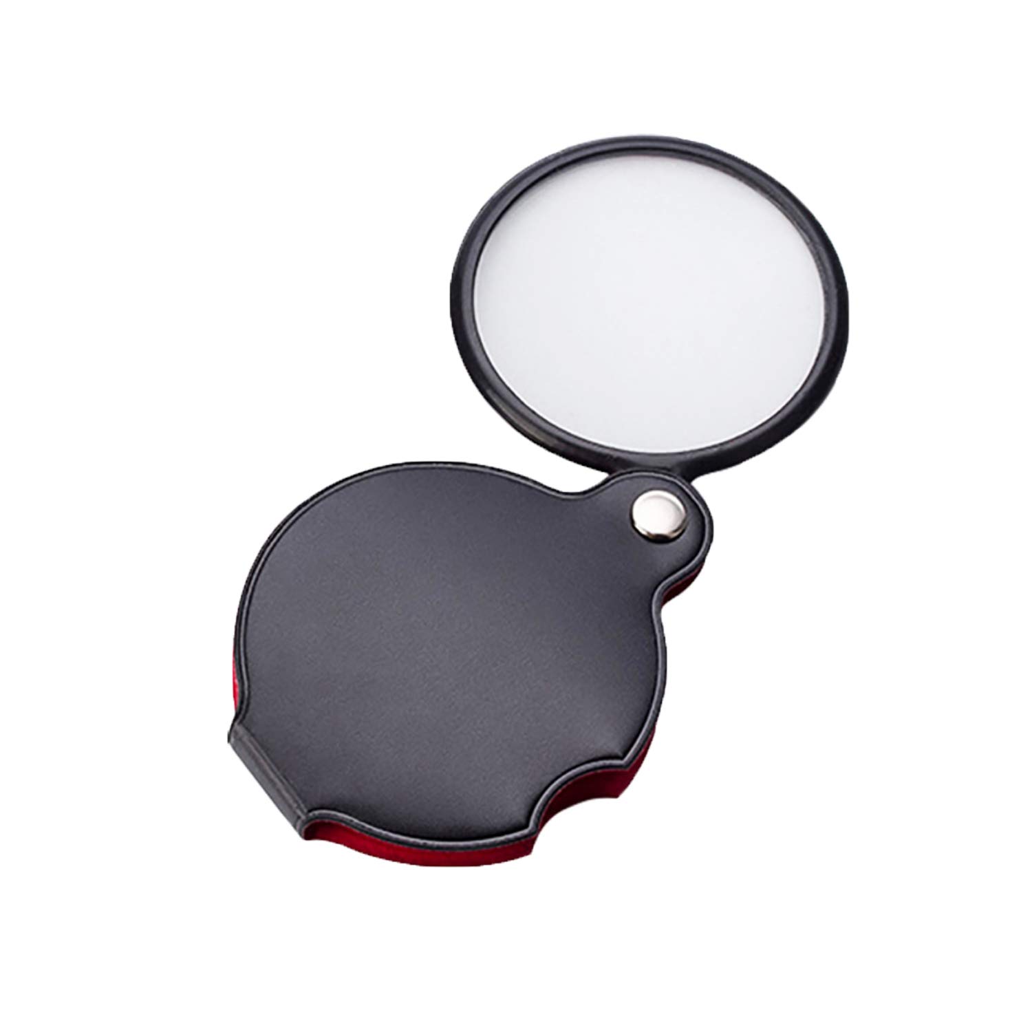 8X 50mm Mini Folding Magnifying Glass Pocket Portable Magnifier Handy Glass Lens Loupe with PU Leather Cover Casing Foldable Magnifying Tool for Reading Newspaper Book Travel Map Coins Jewelry Hobby