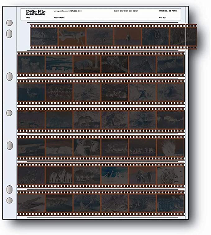 50pcs Archival 35mm Size Negatives Pages Holds 7 Strips of 6 Frames Print File