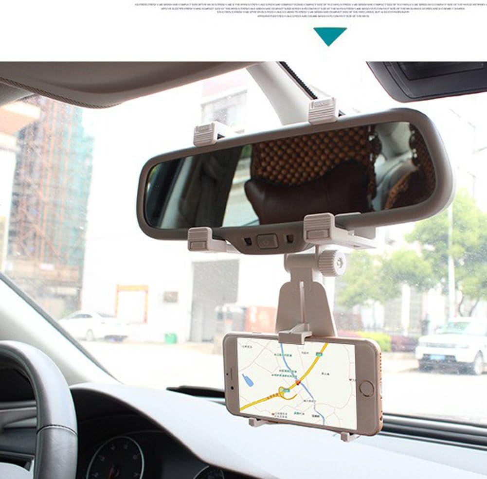 Universal Smartphone Holders Car Rear View Mirror Mount Holder Stand Truck Auto Bracket Cradle For iPhone 7, 7 plus, 6s plus, 6, 5S, Samsung Galaxy S6/S5/S4/S3, Note 4/3/2, GPS/ PDA/ MP3/ MP4 (White)