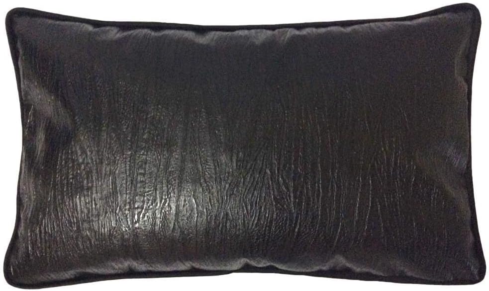 pillowerus Black Artificial Leather TexturedStriped Throw