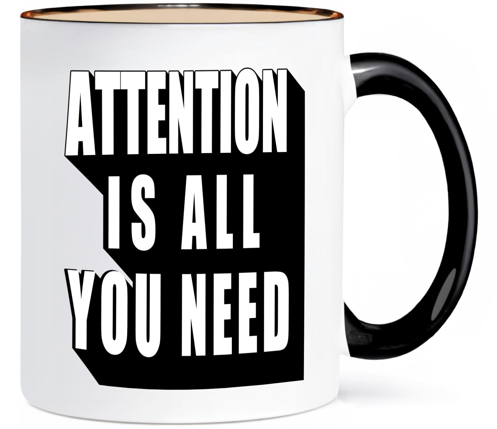 Photo 1 of 11oz Black Inner Mug - “Attention Is All You Need” - AI-Inspired Typography Coffee Cup, A unique and thoughtful gift for programmers, data scientists, and AI lovers.