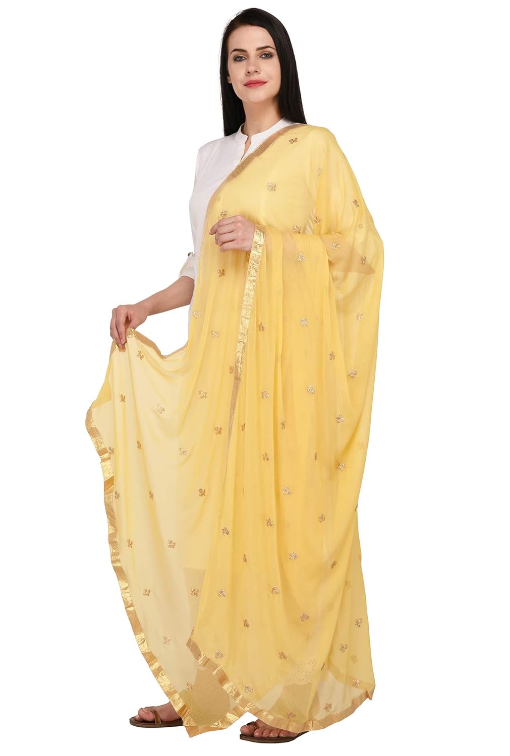 pistaa's women's chiffon embroidered fancy dupatta