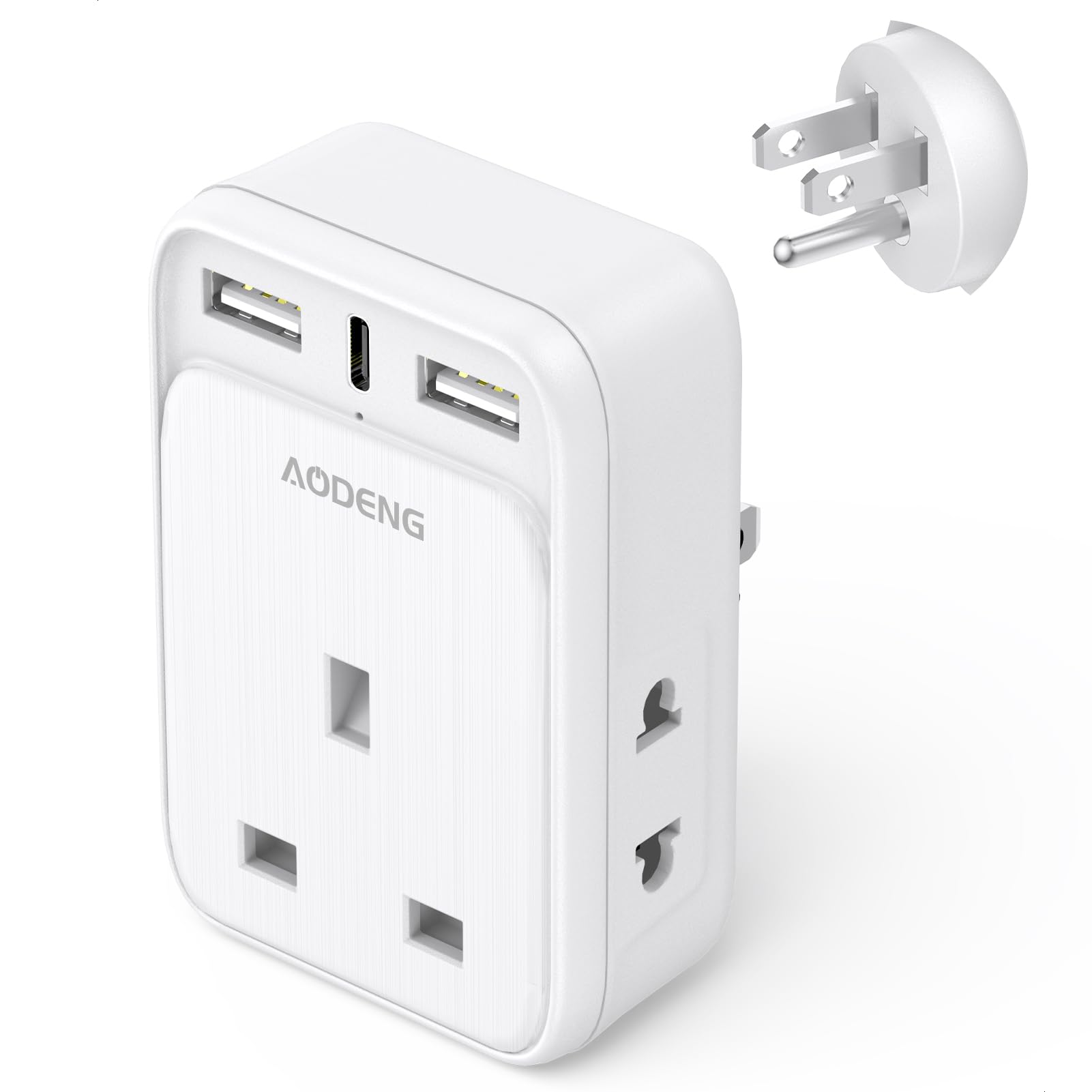 UK to US Plug Adapter, USA Travel Adapter with 2 USB-A Ports & 1 USB-C Ports(5V/3.4A) and 2 Shaver Plug Adaptor UK for Shaver/Toothbrush, US Plug Adapter for Thailand Mexico Colombia(Type B)