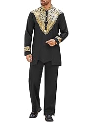 Pacinoble Mens African 2 Piece Set Metallic