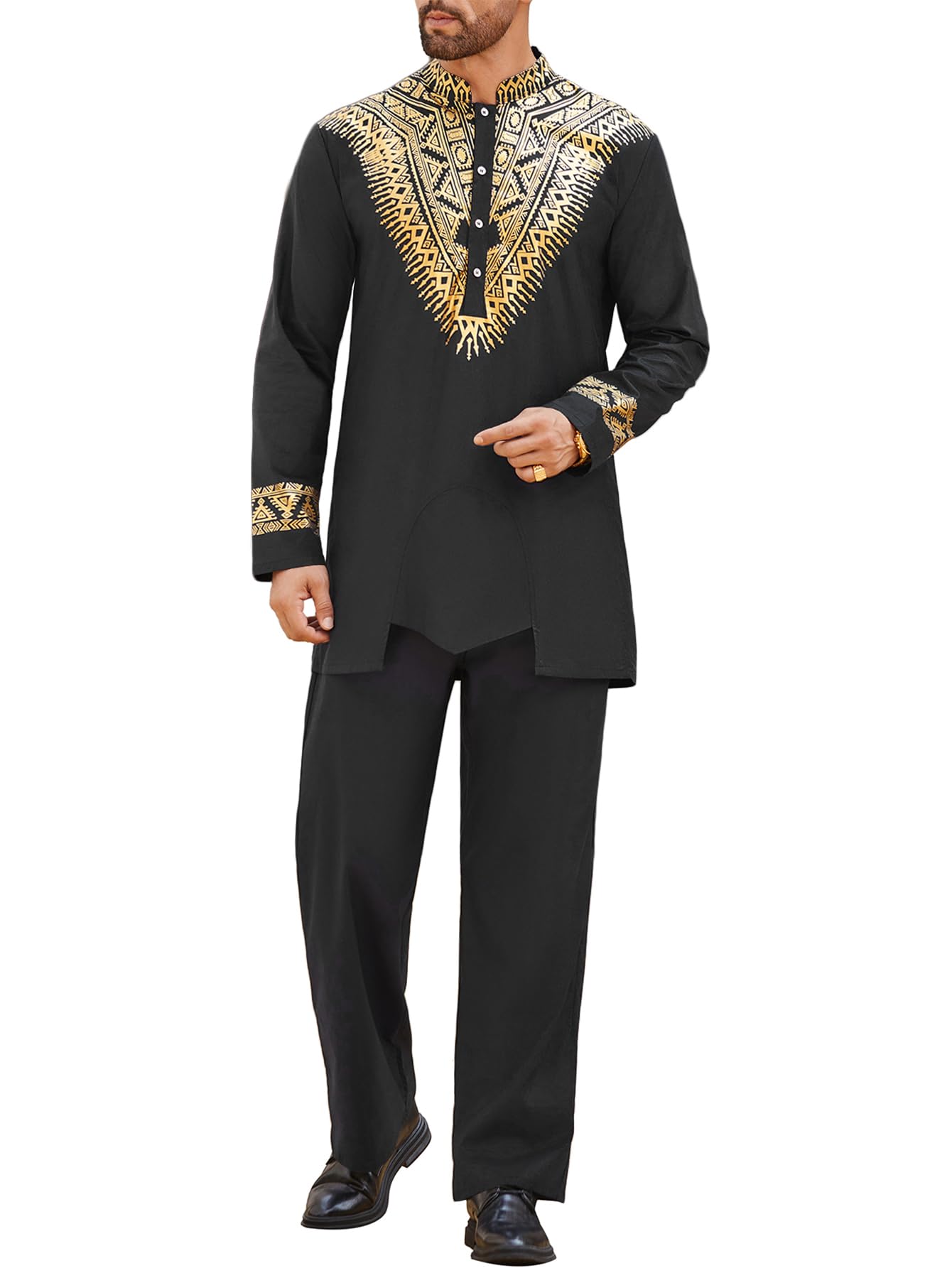 Pacinoble Mens African 2 Piece Set Metallic