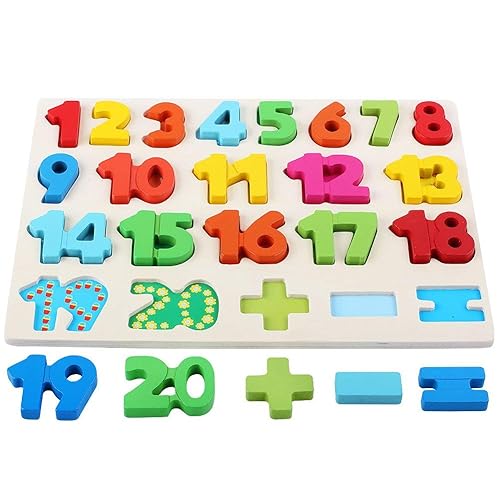 QZMTOY Wooden Puzzles for Toddlers, Wooden Alphabet Number Shape