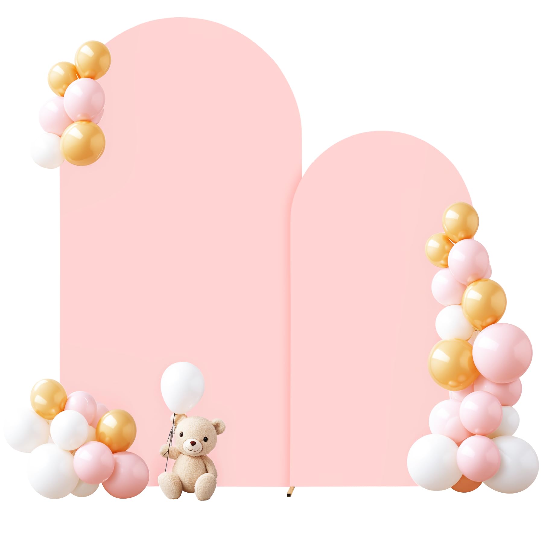 Photo 1 of 2 Set-6.6FT, 5FT Dusty Rose Arch Backdrop Cover,Spandex Fitted Wedding Arch Stand Covers Round Top Chiara Arch Backdrop Stands Cover for Birthday Party Banquet Photo Background Decoration