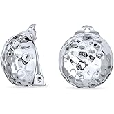 Simple Basic Button Style Half Oval Round Ball Round Dome Clip On Earrings For Women Non Pierced Ears 14K Gold Plated Polished .925 Sterling Silver Alloy Clip