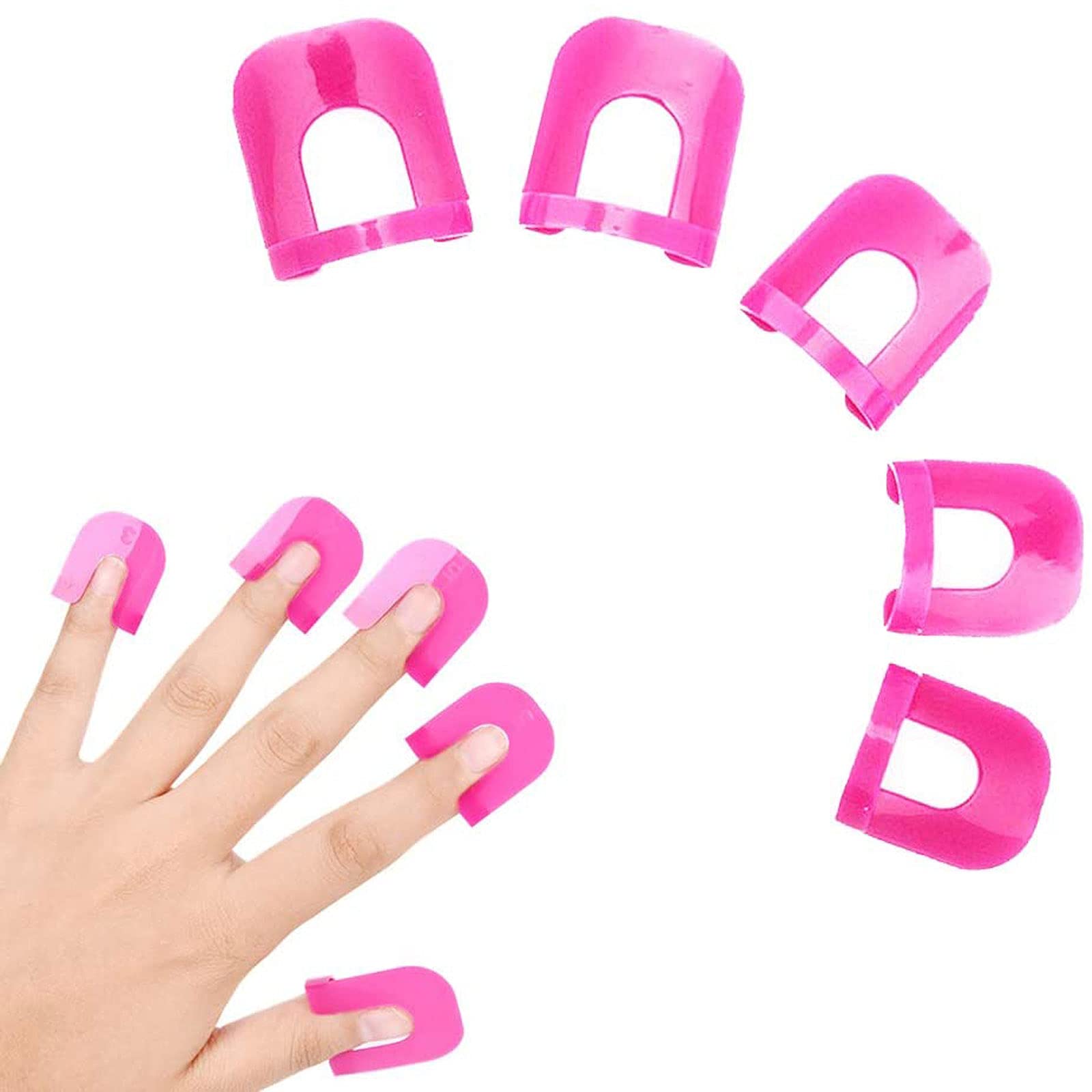 52 Pcs (10 Size) Curve Shape Spill-proof Finger Cover, Nail Polish Edge Anti-Flooding Plastic Template Clip, Beauty Tools Set for Finger Nail Art