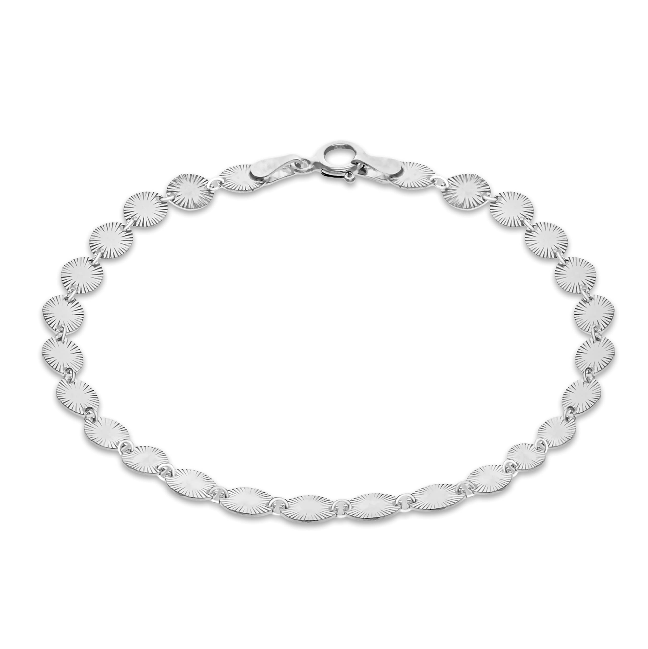 Tuscany Silver Women's Sterling Silver Patterned Oval Disc Bracelet