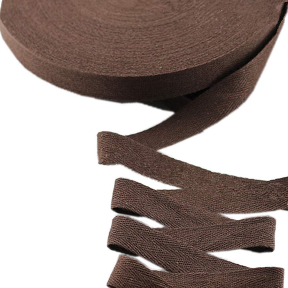 45meters Cotton Ribbon Herringbone Webbing Trim Fabric Tape Tapestry for Bias Binding Gift Wrapping Embellishment Craft Width 20mm (Chocolate)