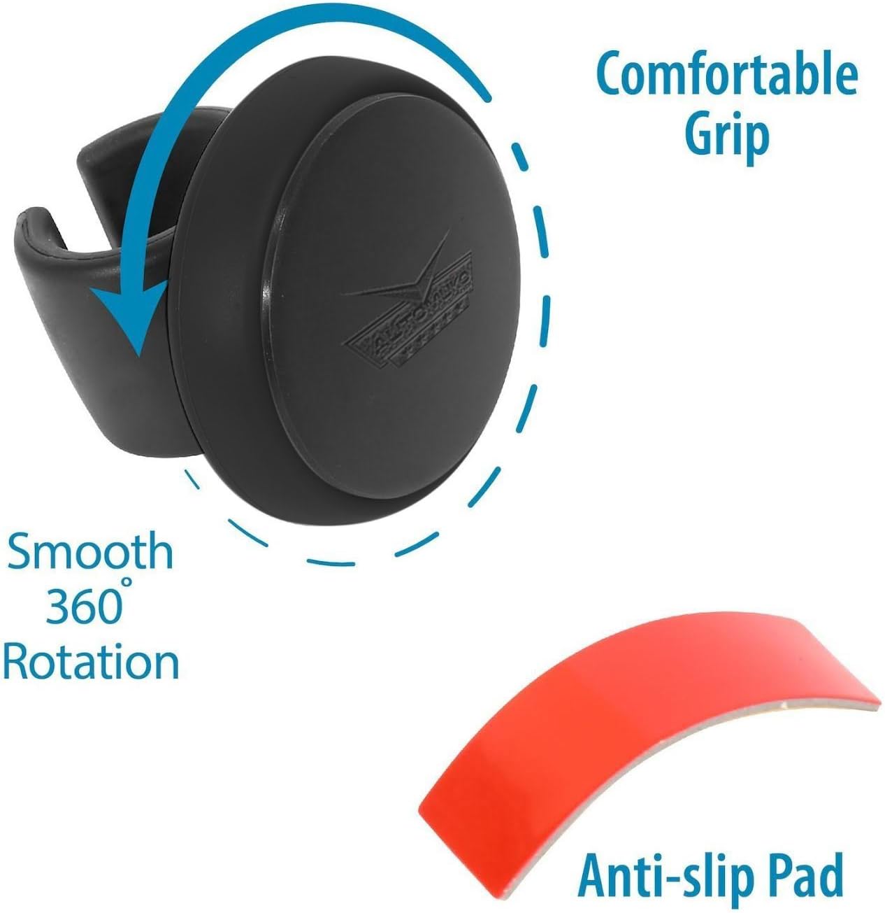 Steering Wheel Spinner, by AutoMuko Silicone Power Handle, steering wheel knob, Easy installation No tools required (Black): Automotive