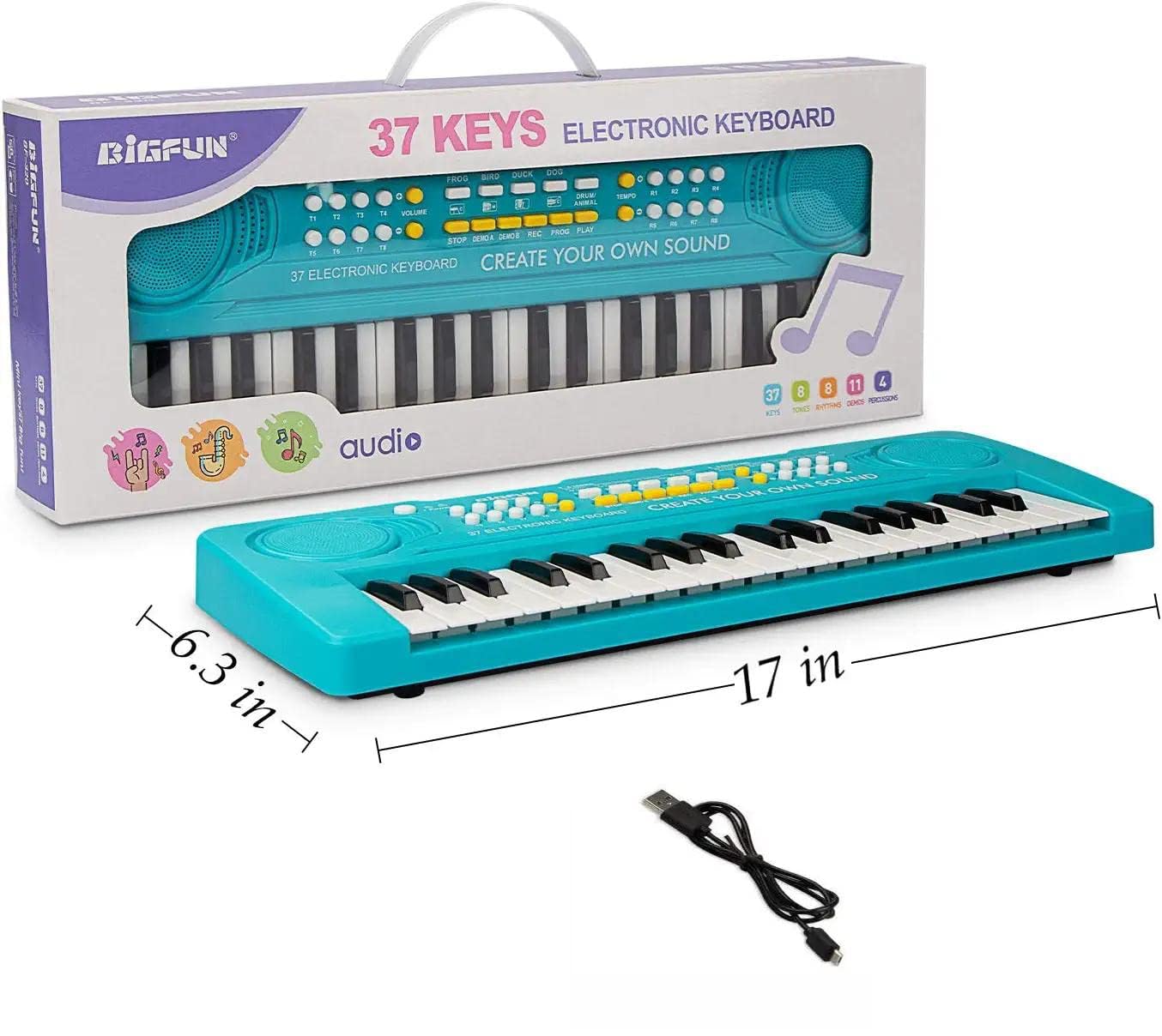 Kid Keyboard Piano - 37 Keys Toddler Keyboard Multifunction Music Educational Instrument Toy Electronic Piano for 3, 4, 5, 6, 7, 8 Girls and Boys (Blue)