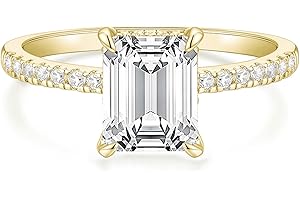 TIGRADE 3CT Engagement Ring for Women Emerald Cut Cubic Zirconia Wedding Band CZ Promise Wedding Ring Size 4-11