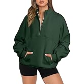 BLENCOT Women Half Zip Oversized Sweatshirts Long Sleeve Fleece Trendy Cropped Pullover Workout Warm Tops With Pockets S-2XL