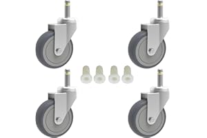 RILIDRI 2-Inch Swivel Stem Caster, 7/16-Inch Stem Diameter Rubber Wheel, Thermoplastic Rubber TPR Replacement Wheels for Weber Grill Shop Vac - 4 Pack