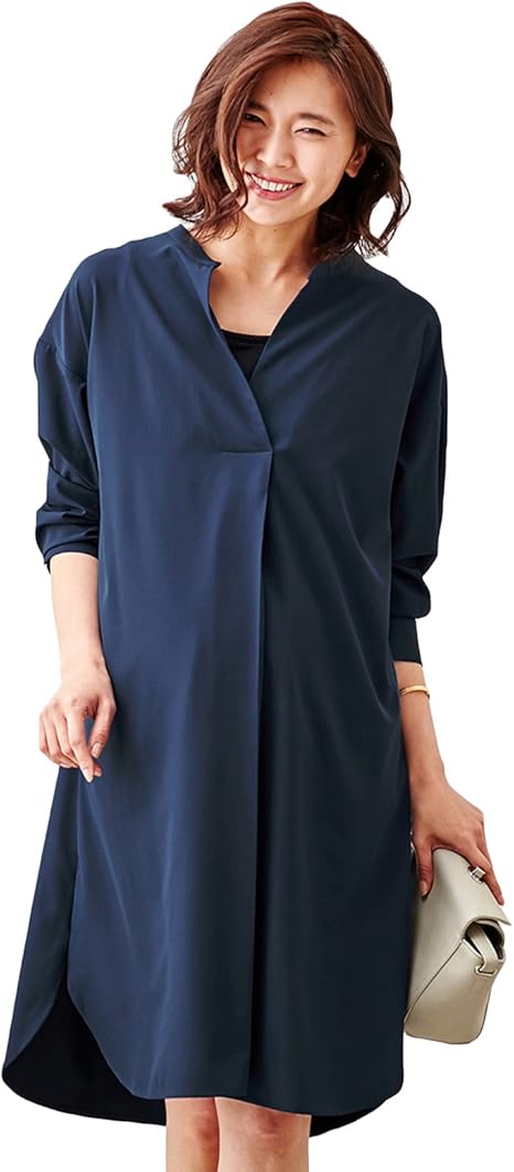 Amazon Co Jp Angeliebe エンジェリーベ マタニティ ワンピース 授乳 しやすい スキッパー シャツ ワンピ 妊婦服 産前産後 フリー ネイビー 服 ファッション小物