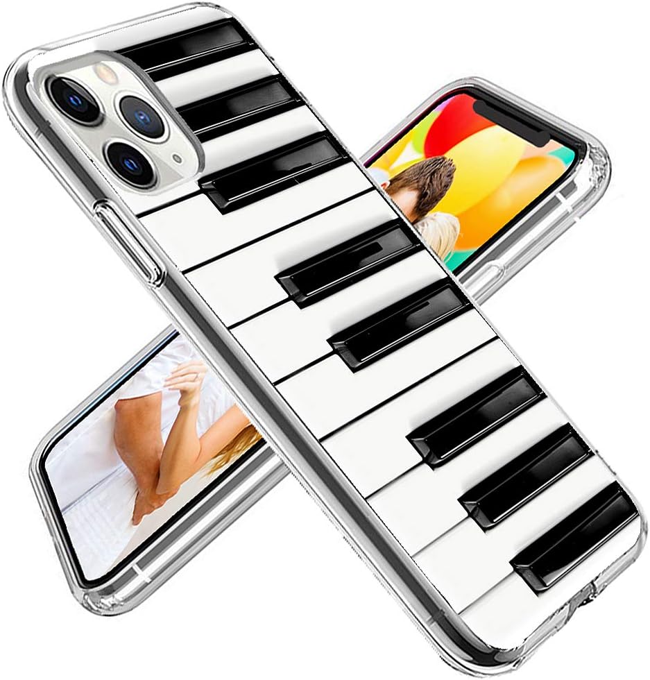 iPhone 11 Pro Max Case Cute for Girls, ChiChiC 360 Full Protective Slim Flexible Soft TPU Clear Case Cover with Design for iPhone 11 XI Pro Max 6.5,Music Design Funny Black White Piano Key