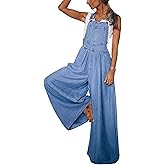 loveimgs Women's Casual Ripped Adjustable Denim Overalls Baggy Wide Leg Bib Pants Palazzo Jumpsuit