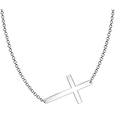 LEMONDROP 925 Sterling Silver Sideways Cross Necklace