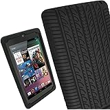 iGadgitz Black Silicone Skin Case Cover with Tyre Tread Design for Google Nexus 7 2012 1st Generation Android 4.1 Tablet 8GB 16GB + Screen Protector (NOT suitable for the 2nd Generation released August 2013)