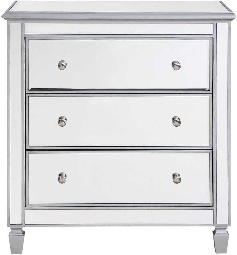 Amazon Com Elegant Decor 3 Drawer Bedside Cabinet Silver Furniture Decor