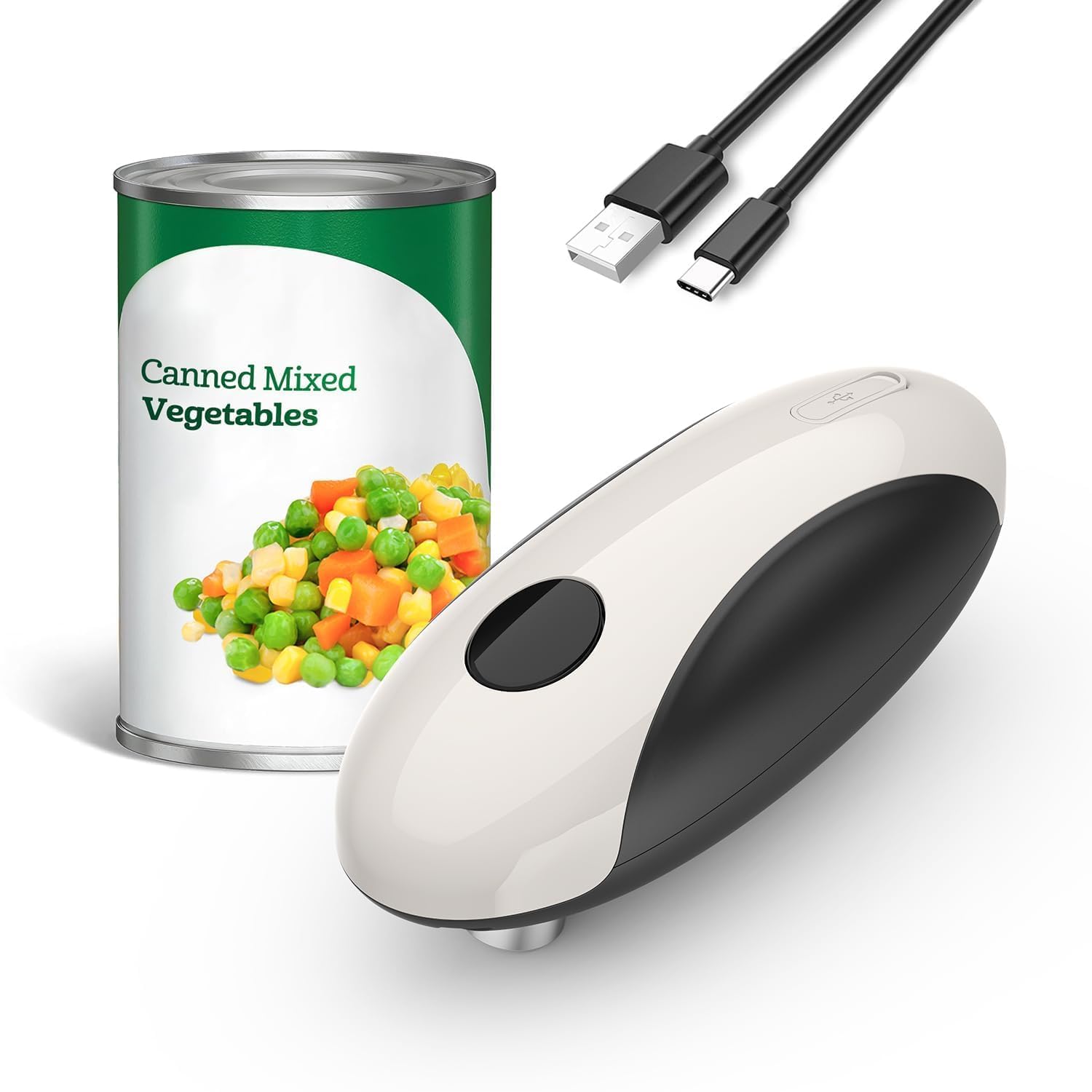 Electric Can Opener, Rechargeable Can Opener for Seniors with Arthritis, Smooth Edge, Food Safe, Side Cutting Can Opener, Automatic Can Opener with One Touch