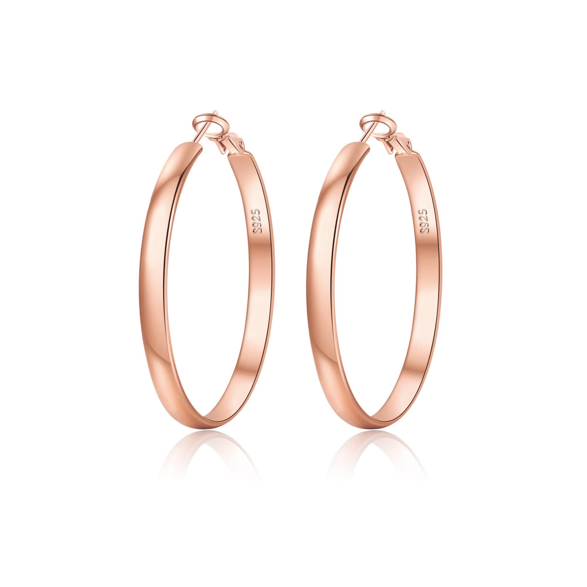 EXGOX 5mm Wide Gold Hoop Earrings for
