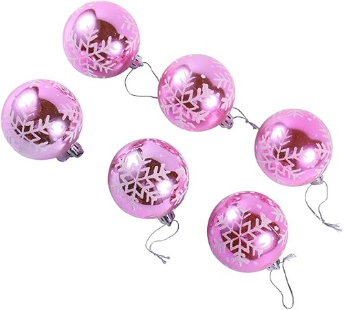 6pcs Incassable Luxe Boules De Noel Décorations Suspensions Sapin De Noel Brillantes Roseargent 6cm24