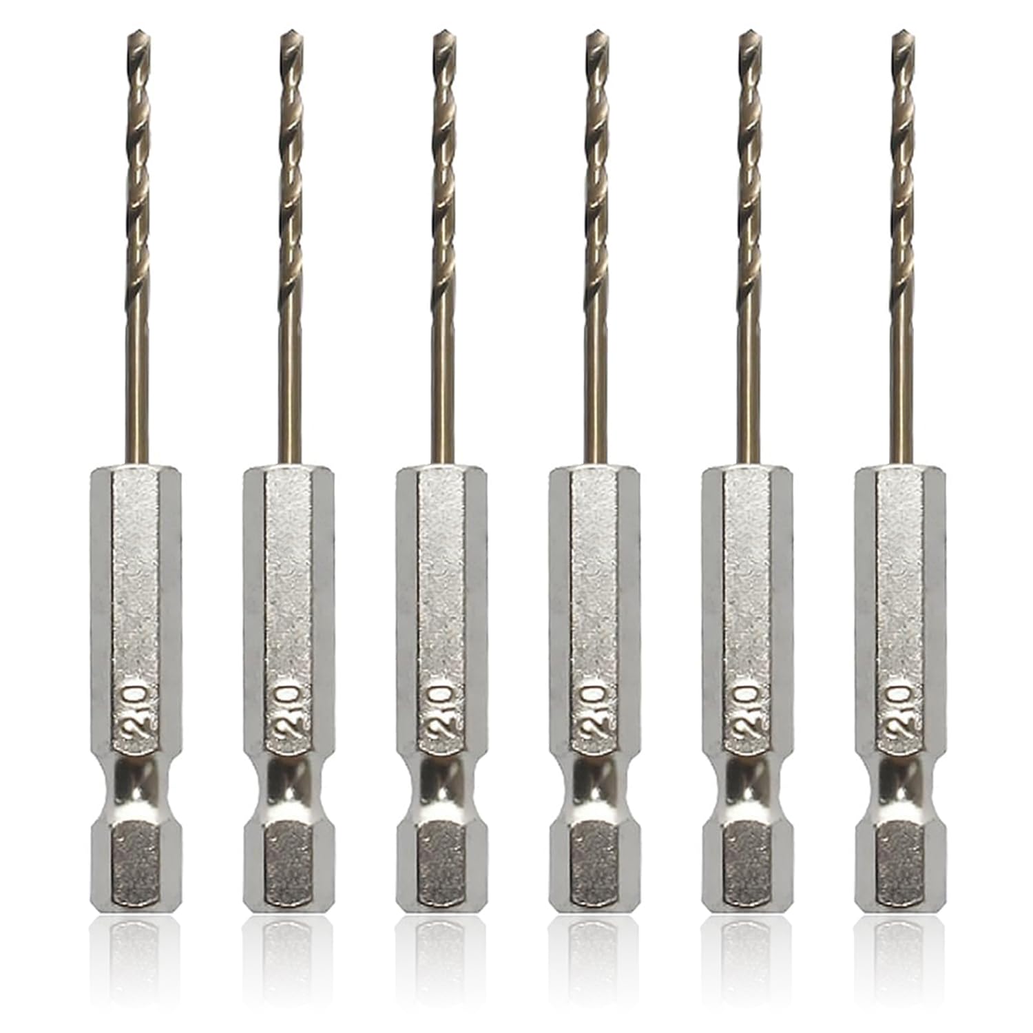 6pcs 2mm Drill Bits Set, 1/4" Hex Drill Bits for Wood High Speed Steel Titanium Drill Bit, M35 Hex Shank Drill Bit Set, Pilot Drill Bits for Marble Glass and Ceramic Tiles Metal and Plastic