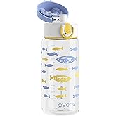 Evorie Tritan Kids Water Bottle for School, 13 oz BPA Free Leak Proof Drinking Cup, Lightweight and Durable Drink Bottle (No Straw, Ocean Blue)