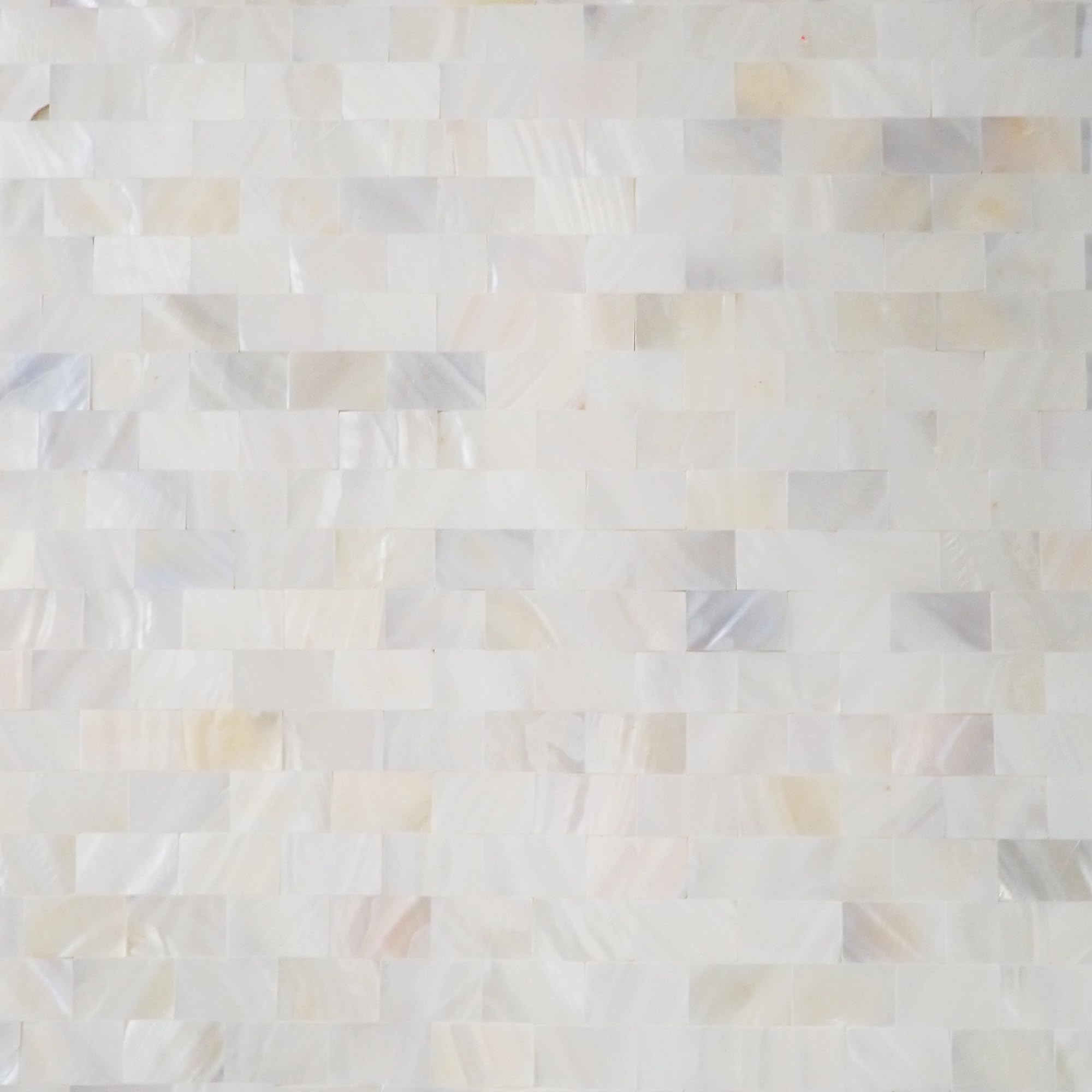 Incudo White Mother of Pearl Brick Gapless Mosaic Tile - 288x300mm, Mesh Backing